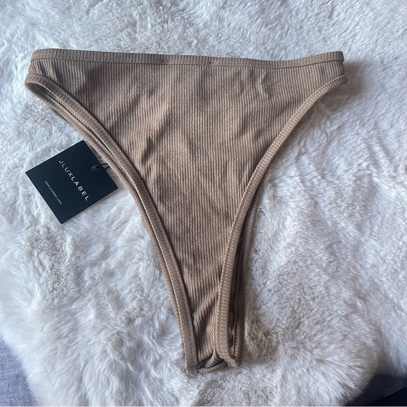JLuxlabel Brown Ribbed Bikini Bottoms Size Medium - Picture 2 of 9